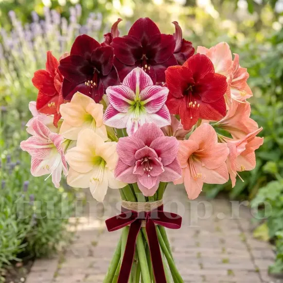 Pachet Bulbi Amaryllis Premium Mix10 (Hippeastrum) - Toamna bulbi amaryllis premium mix10 multicolor plantare toamna