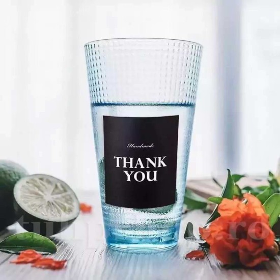 Etichete autoadezive negre Thank You Handmade6