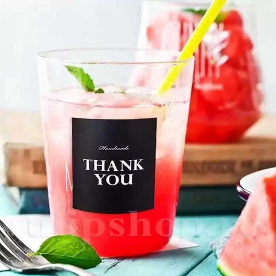 Etichete autoadezive negre Thank you Handmade1