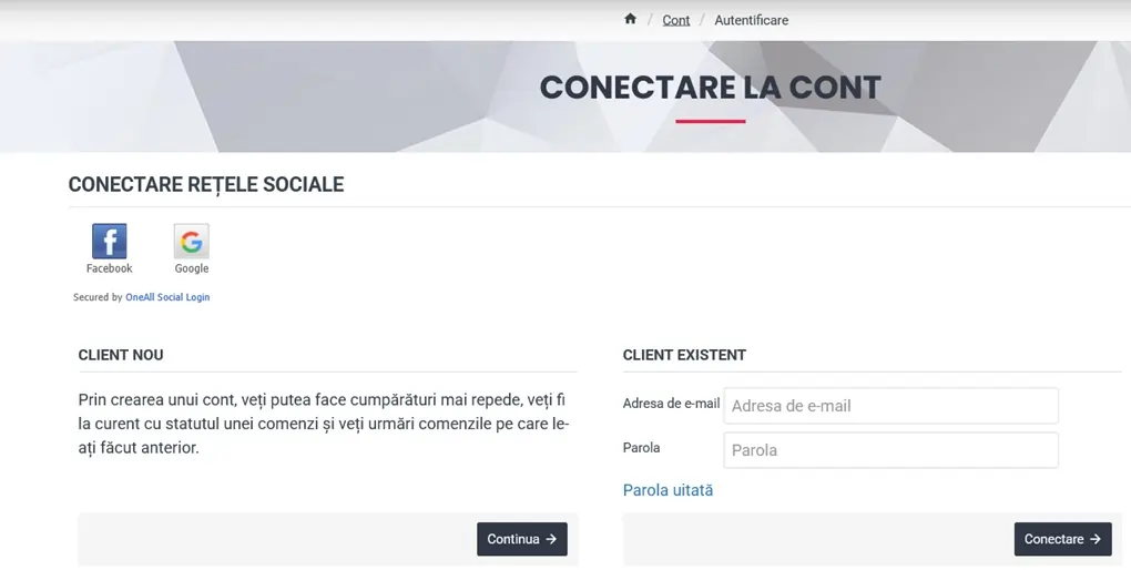 conectare retele socializare login tulipshop
